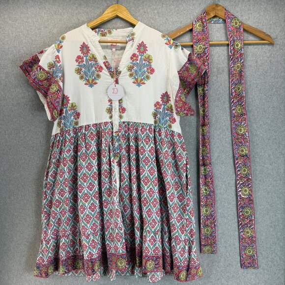 Victoria Dunn Womens‎ Button Front Dress Floral White Pink Belted Size 3XL NWT - Picture 1 of 16